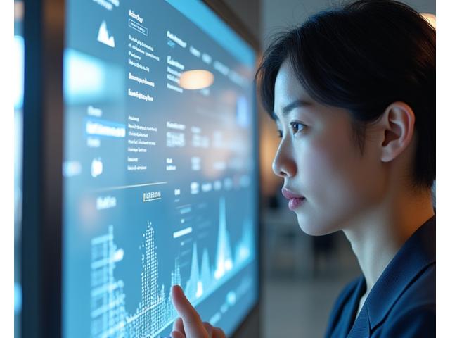 AI 기반 데이터 분석 대시보드를 통해 생산성 지표를 시각화하는 모습
